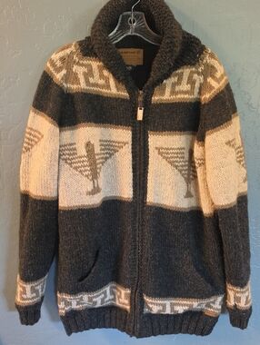 Laundromat Heavy Sherpa Lined Charcoal & Cream Zip Sweater Jacket